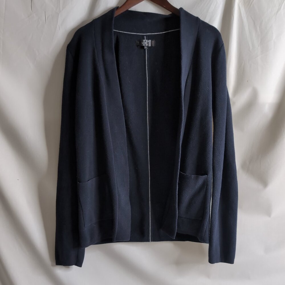 LE31 Simons Men's Navy Open Front Cardigan, Small